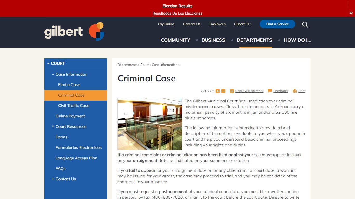 Criminal Case | Town of Gilbert, Arizona