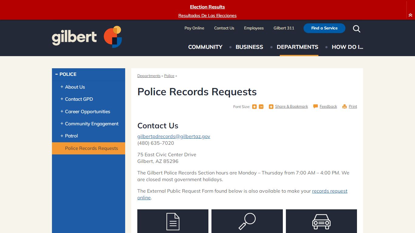 Police Records Requests | Town of Gilbert, Arizona